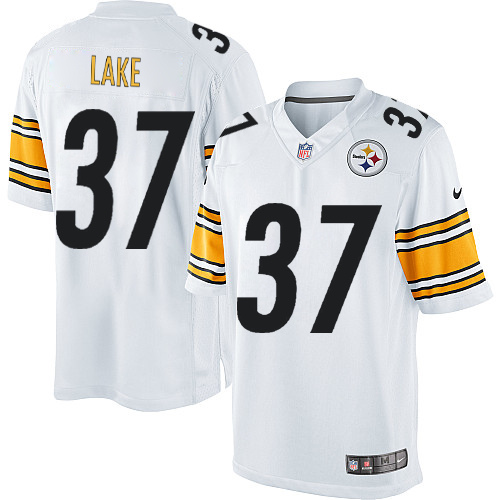 Men's Limited Carnell Lake Nike Jersey White Road - #37 NFL Pittsburgh Steelers